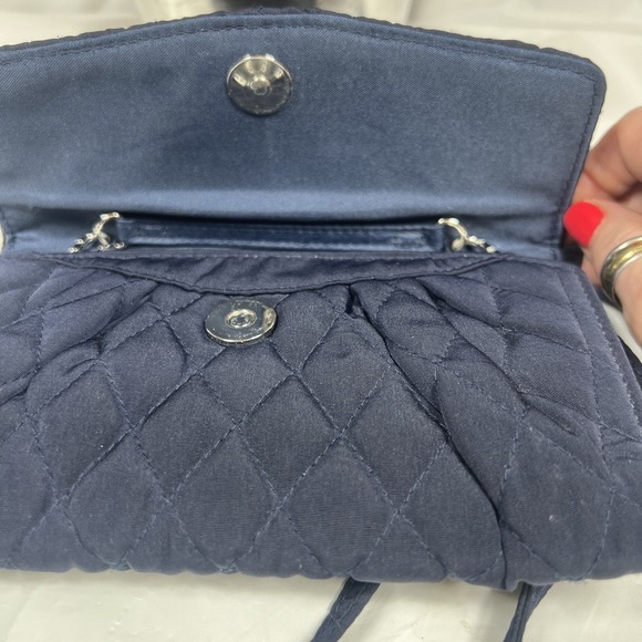 Vera Bradley Small Crossbody Purse Wallet Quilted Navy Blue‎ - Picture 7 of 11